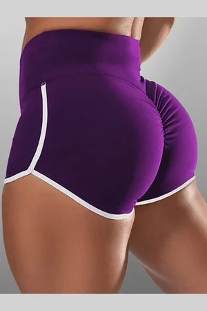 milanoo.com Pantaloncini skinny da donna Pantaloncini estivi a vita naturale atletici in poliestere con motivo a righe