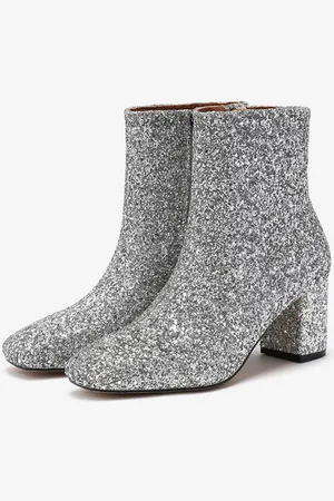milanoo.com Stivaletti da donna con tacco grosso in tessuto con paillettes e paillettes