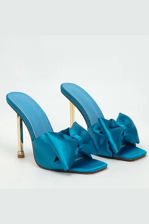 milanoo.com Mules con tacco da donna Fiocchi Sabot con tacco a spillo in raso con tomaia color foglia di tè