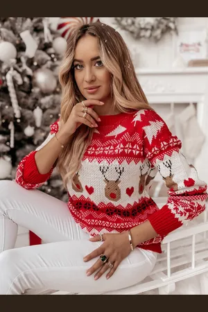 milanoo.com Pullover da donna brutto maglione girocollo maniche lunghe modello natalizio
