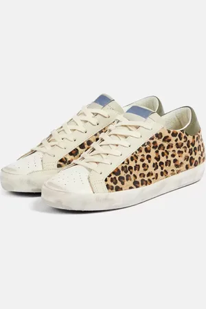 milanoo.com Sneakers in crine di cavallo leopardato Sneakers da skate con lacci e punta rotonda