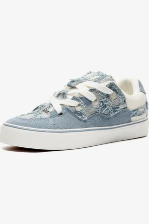 milanoo.com Sneakers da donna con punta tonda in pelle PU blu cielo chiaro (<1") scarpe casual