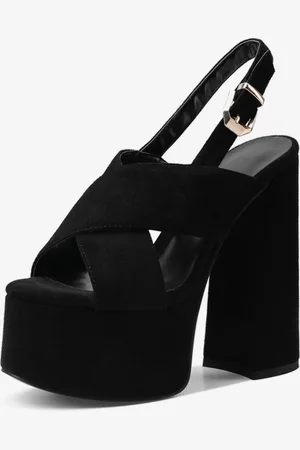 milanoo.com Sandali sexy da donna in pelle Uede punta aperta 2 "5.7" sandali con cinturino sul retro