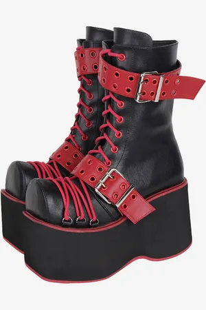 milanoo.com Stivali Lolita gotici Calzature Lolita in pelle PU Punta tonda PU