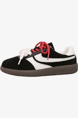 milanoo.com Sneakers da donna con punta tonda e tomaia in micro pelle scamosciata nera da 12" e scarpe casual