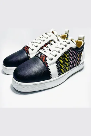 milanoo.com Scarpe da skate con lacci e punta rotonda stampate in vernice nera da uomo casual