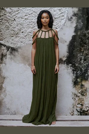 milanoo.com Abito Boho progettato maxi abiti da spiaggia con scollo senza maniche oversize ritagliati