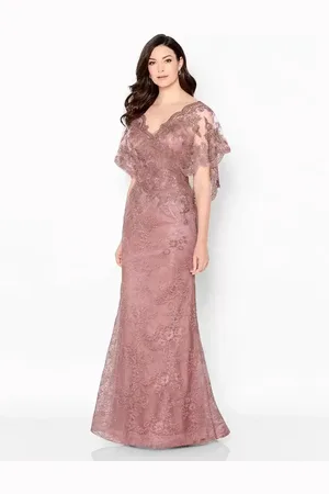 milanoo.com Abito da sposa per la madre con scollo a V e maniche corte in pizzo a sirena lungo fino al pavimento per gli invitati al matrimonio
