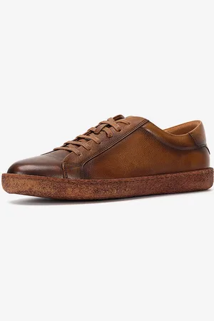 milanoo.com Scarpe casual da uomo alla moda in pelle di mucca con punta rotonda e effetto used