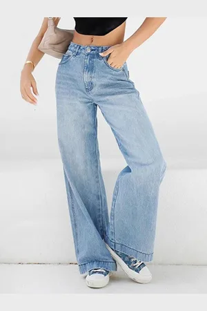 milanoo.com Jeans larghi per donna pantaloni in denim dritto casual a gamba larga primaverili 2025