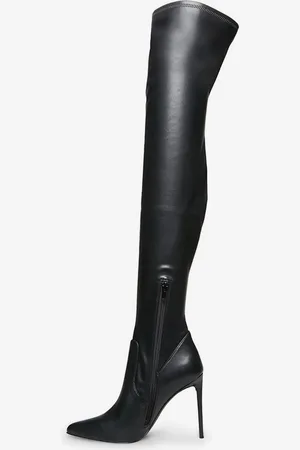 milanoo.com Stivali alti alla coscia rossi Stivali a punta con tacco alto elasticizzati sopra il ginocchio
