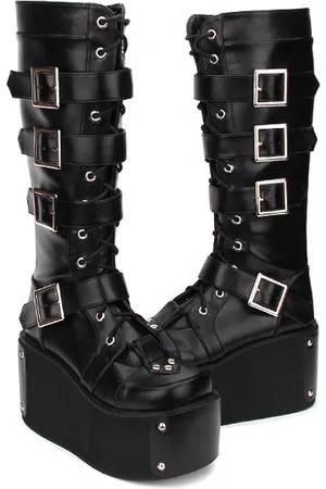 milanoo.com Gothic Lolita Boots Buckle Rivet Platform Lolita Calzature