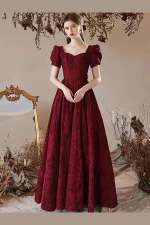 milanoo.com Abito da sera A-Line con scollo a cuore a terra maniche corte con lacci jacquard abiti da sera formali personalizzazione gratuita