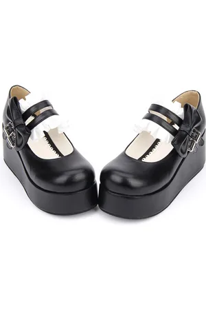 milanoo.com Dolce Lolita scarpe punta tonda nera piattaforma bassa superiore Mary Jane