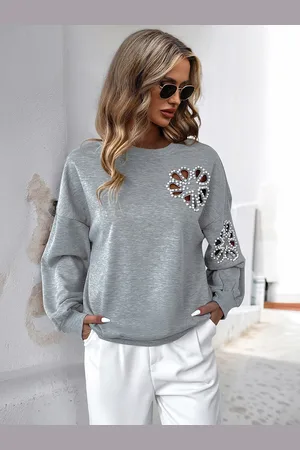 milanoo.com Maglioni da donna grigi con taglio geometrico gioiello collo maniche lunghe maglioni in poliestere a strati