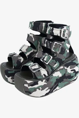 milanoo.com Sandali Gothic Lolita Hunter Green Textile Punta tonda Scarpe estive Lolita