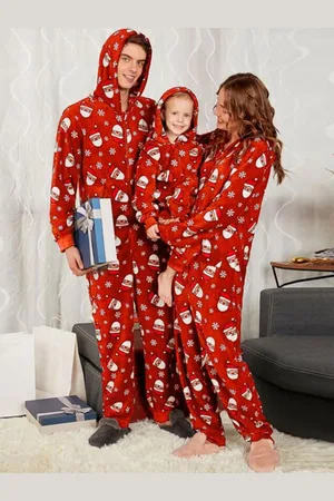milanoo.com Carnevale Tuta natalizia per la famiglia rossa Pajamar per la famiglia Halloween