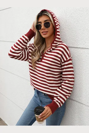 milanoo.com Felpa con cappuccio per donna maniche lunghe catene bicolore felpa con cappuccio in acrilico