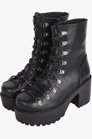 milanoo.com Stivali Lolita gotici Calzature Lolita in pelle PU nera con punta tonda