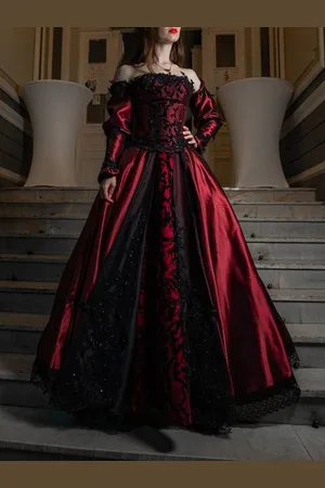 milanoo.com Abiti da sposa gotici A-Line maniche lunghe in pizzo senza schienale con strascico Abito da sposa Personalizzazione gratuita