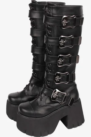 milanoo.com Stivali Gothic Lolita Calzature Lolita in pelle PU con punta tonda in scheletro bianco