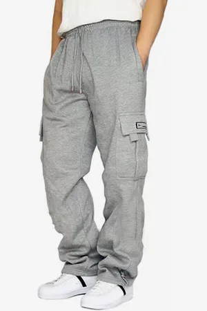 milanoo.com Pantaloni da uomo casual oversize con vita naturale e pantaloni cargo dritti con tasche