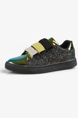 milanoo.com Scarpe da ginnastica da donna con punta tonda in tessuto con paillettes nere (<1") Scarpe casual