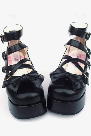 milanoo.com Dolce Lolita opaco alta piattaforma scarpe alla caviglia cinghie cuore forma fibbie Bow