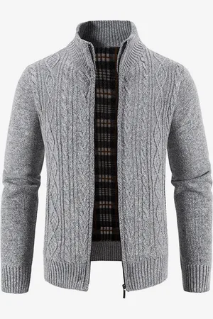 milanoo.com Maglione lavorato a maglia da uomo collo alto manica lunga cardigan cappotto