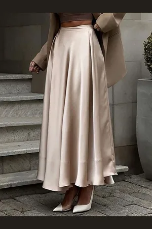 milanoo.com Gonna in raso da donna. Pantaloni lunghi autunnali da donna