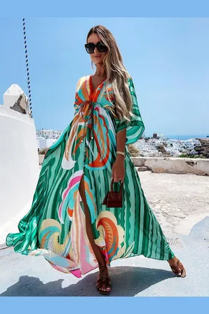 milanoo.com Copricostume da spiaggia stampato bohemien con scollo a V e scollo a V per donna
