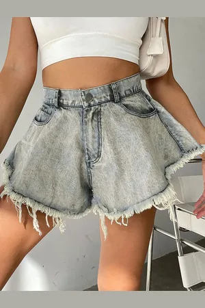 milanoo.com Pantaloncini da donna Pantaloni da cowboy in denim con frange