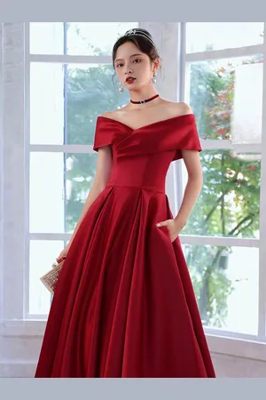 milanoo.com Abito da sera 2025 A-Line Bateau Neck Satin opaco Abiti da sera pieghettati lunghi fino al pavimento Personalizzazione gratuita