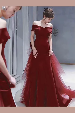milanoo.com Abito da sera 2025 A-Line Bateau Neck con strascico Maniche corte Fiocchi stringati Abiti da cerimonia formali in raso opaco Personalizzazione gratuita