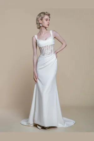 milanoo.com Abito da sposa boho in pizzo abito da ballo in pizzo con strascico vita naturale cerniera senza maniche scollo a barca