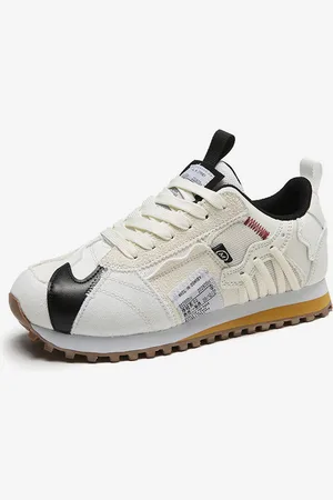 milanoo.com Sneakers sportive bianche ecrù con punta tonda e lacci scarpe casual