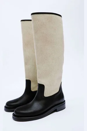 milanoo.com Stivali alti fino al ginocchio da donna stivali da equitazione piatti con punta tonda e patchwork