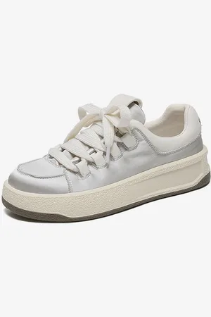 milanoo.com Scarpe da ginnastica da 12 pollici con punta tonda in seta e raso per scarpe casual da donna