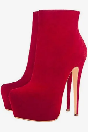 milanoo.com Stivaletti con tacco alto Stivaletti con zip e plateau rossi per donna