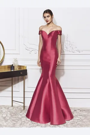 milanoo.com Abito da sera Sirena con scollo a V fino al pavimento con fiocchi eleganti abiti da cena formali