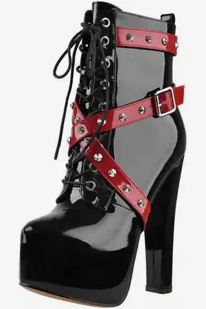 milanoo.com Stivaletti sexy con rivetti neri da donna plateau punta tonda tacco grosso