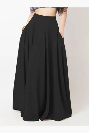 milanoo.com Gonna da donna Pantaloni da donna oversize a vita alta con pieghe nere