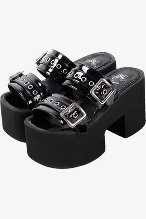 milanoo.com Sandali Lolita gotici Scarpe estive Lolita con punta arrotondata in vernice nera
