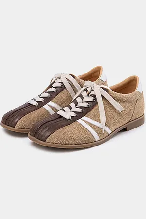 milanoo.com Scarpe da ginnastica vintage da uomo in pelle scamosciata micro colorblock retrò in pelle bovina