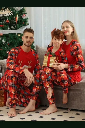 milanoo.com Pigiama natalizio coordinato per la famiglia per bambino e adulto in due pezzi