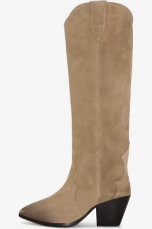 milanoo.com Stivali western in pelle scamosciata Stivali semplici con tacco a forma di cucciolo