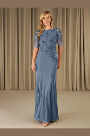 milanoo.com Abito da festa per la madre della sposa collo gioiello mezze maniche sirena pizzo lunghezza alla caviglia abiti da ospite per matrimoni personalizzazione gratuita