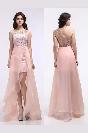 milanoo.com Abito da Galà rosa dolce in organza