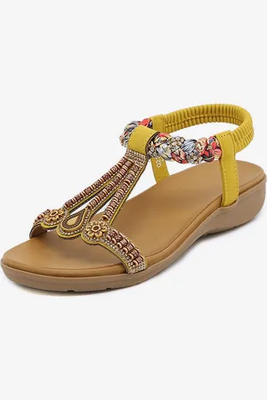 milanoo.com Sandali piatti con punta aperta e punta aperta in pelle PU con borchie e cinturino a T sandali casual con pantofola