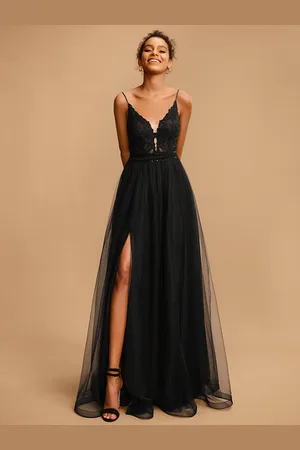 milanoo.com Abito da ballo con scollo a V linea a trapezio senza maniche paillettes abiti da festa
